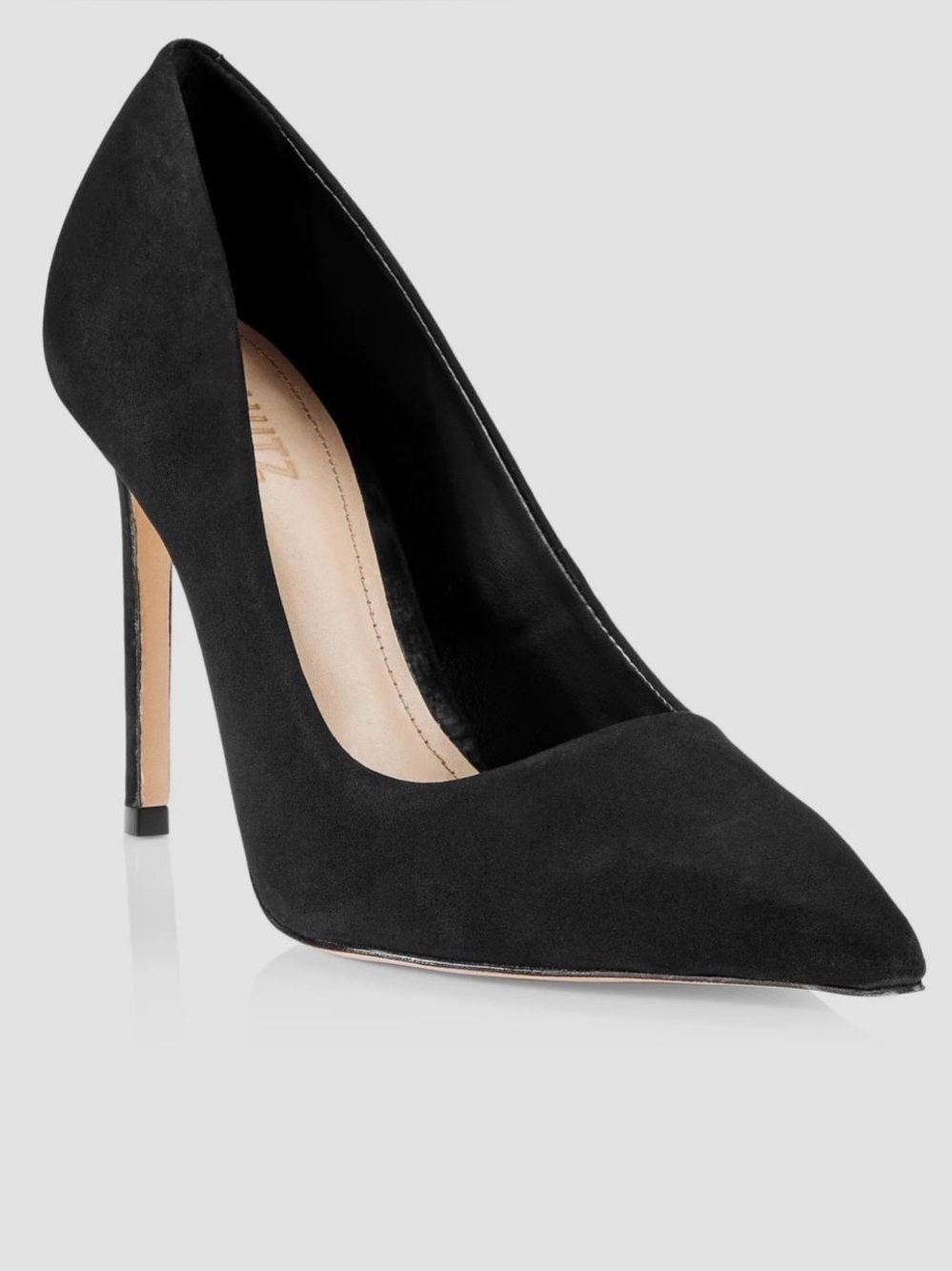 Schutz Lou Nubuck Suede Black Pointed Toe Pumps